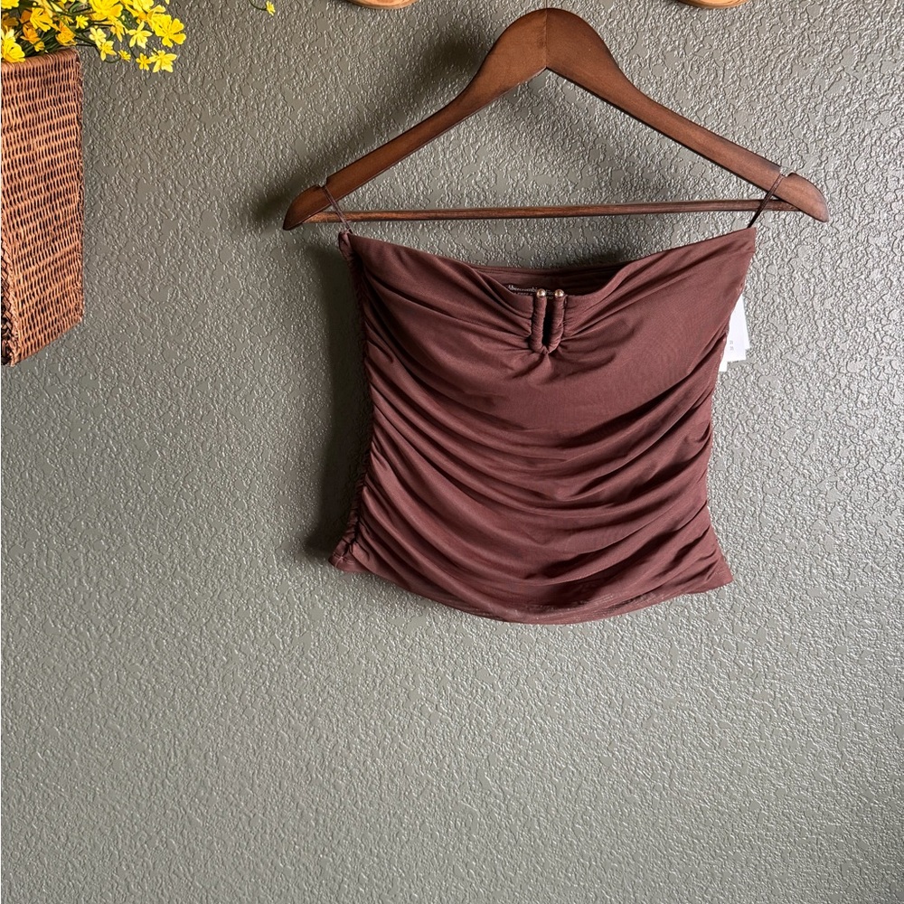 Abercrombie & Fitch Brown Strapless Ruched Women's Top